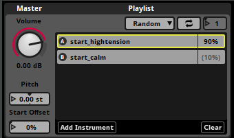 Multi InstrumentのPlaylistで発声確率を変えた画像