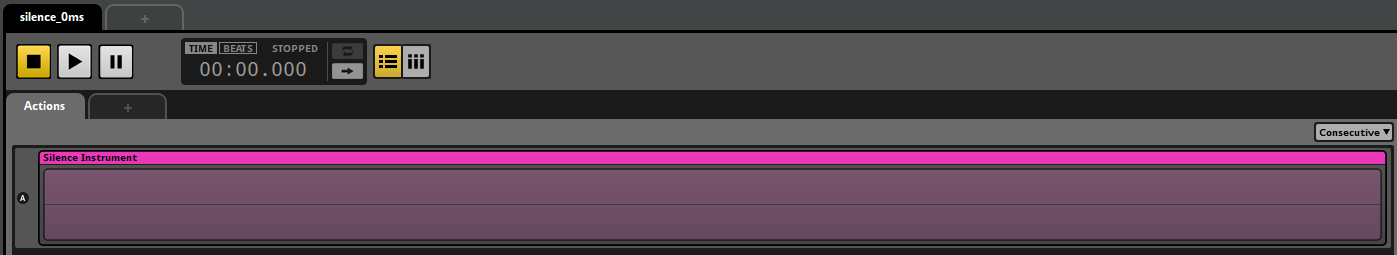 Actionに配置したSilence Instrumentの図