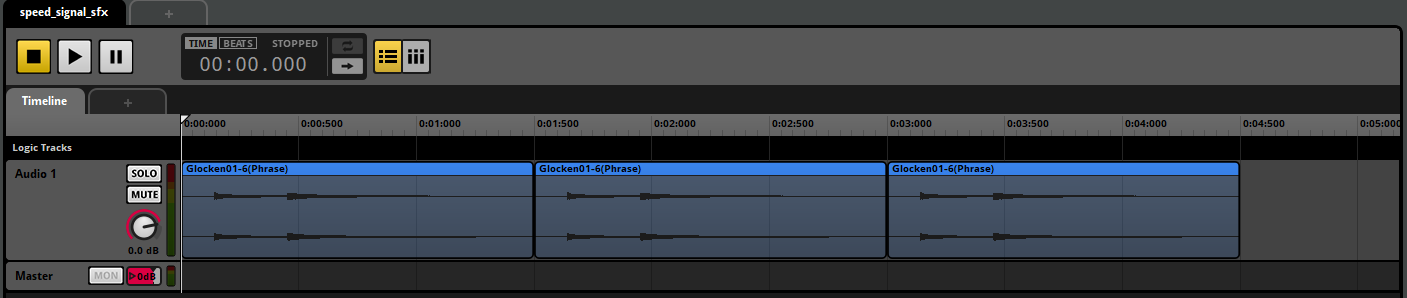 Timelineの中でSingle Instrumentを並べている画像